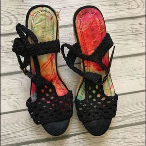 Bamboo black wedges-size 8